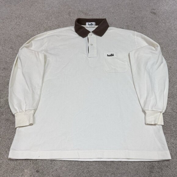 Bolle Polo Men’s Ivory Brown Long Sleeve Size Medium - Picture 7 of 10